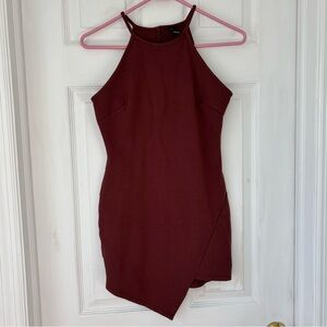 Windsor Asymmetrical Mauve Pink/Purple High Neckline Bodycon Dress